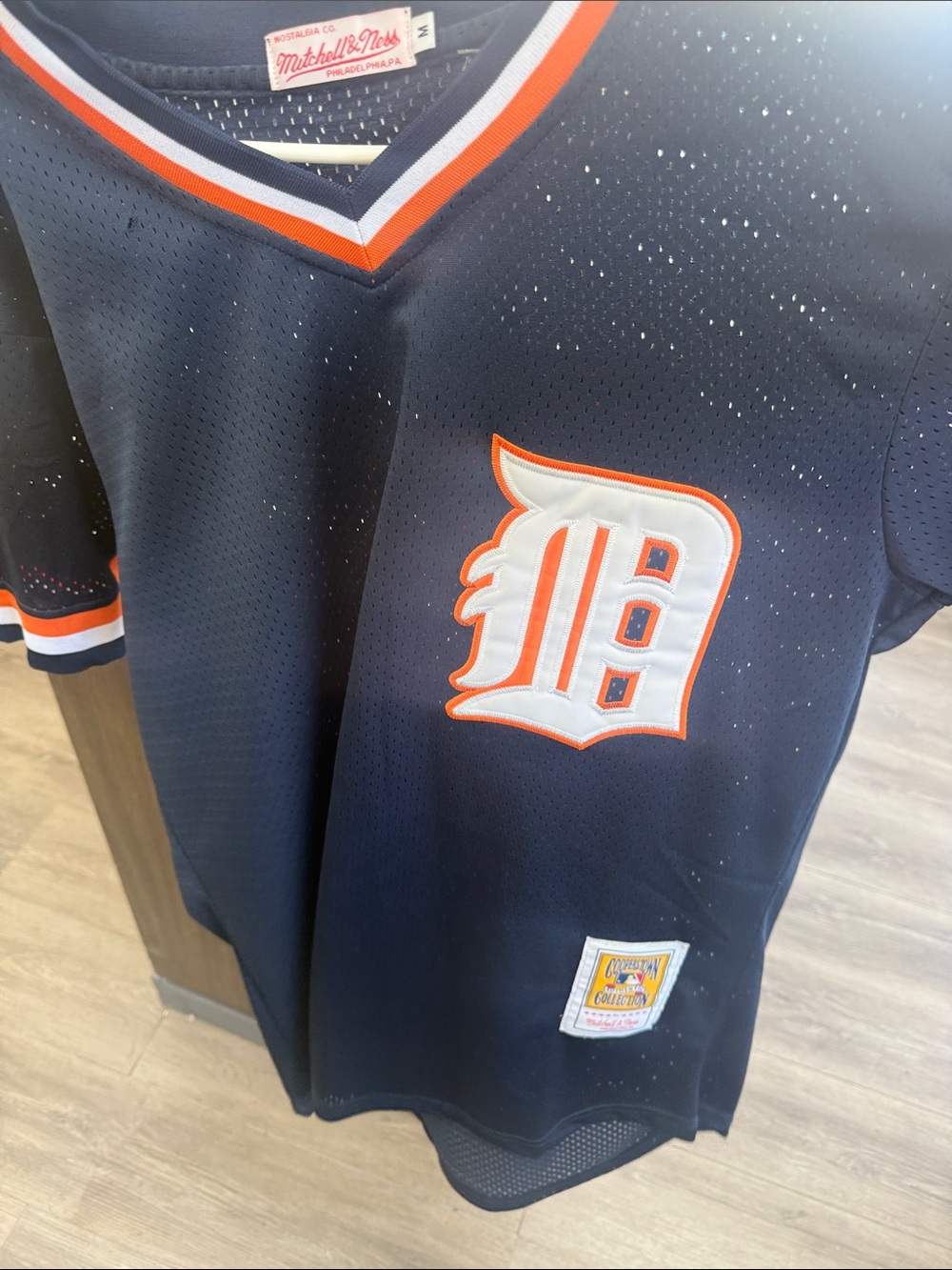 Mitchell & Ness Navy White Orange Detroit Tigers #23 Mesh Jersey